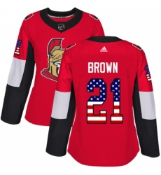 Women's Adidas Ottawa Senators #21 Logan Brown Authentic Red USA Flag Fashion NHL Jersey Women's Adidas Ottawa Senators #21 Logan Brown Authentic Red USA Flag Fashion NHL Jersey