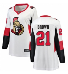Women's Ottawa Senators #21 Logan Brown Fanatics Branded White Away Breakaway NHL Jersey