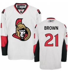 Women's Reebok Ottawa Senators #21 Logan Brown Authentic White Away NHL Jersey