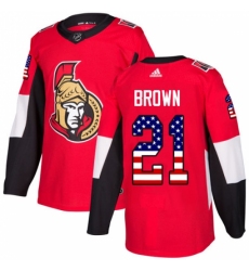 Youth Adidas Ottawa Senators #21 Logan Brown Authentic Red USA Flag Fashion NHL Jersey