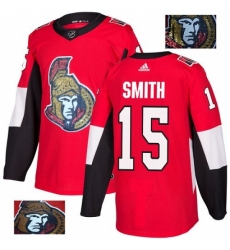 Men's Adidas Ottawa Senators #15 Zack Smith Authentic Red Fashion Gold NHL Jersey