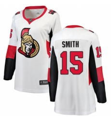 Women's Ottawa Senators #15 Zack Smith Fanatics Branded White Away Breakaway NHL Jersey