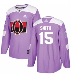 Youth Adidas Ottawa Senators #15 Zack Smith Authentic Purple Fights Cancer Practice NHL Jersey