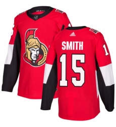 Youth Adidas Ottawa Senators #15 Zack Smith Authentic Red Home NHL Jersey