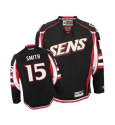 Youth Reebok Ottawa Senators #15 Zack Smith Authentic Black Third NHL Jersey