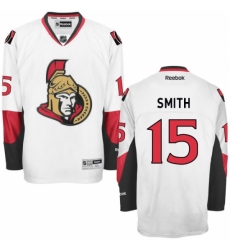 Youth Reebok Ottawa Senators #15 Zack Smith Authentic White Away NHL Jersey