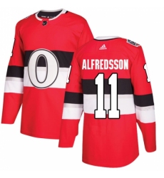 Men's Adidas Ottawa Senators #11 Daniel Alfredsson Authentic Red 2017 100 Classic NHL Jersey