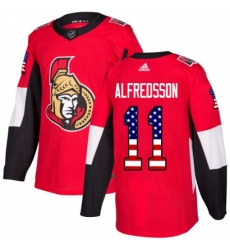 Men's Adidas Ottawa Senators #11 Daniel Alfredsson Authentic Red USA Flag Fashion NHL Jersey