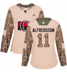 Women's Adidas Ottawa Senators #11 Daniel Alfredsson Authentic Camo Veterans Day Practice NHL Jersey