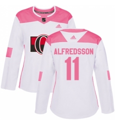 Women's Adidas Ottawa Senators #11 Daniel Alfredsson Authentic White/Pink Fashion NHL Jersey