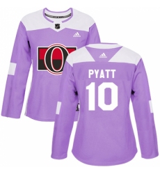 Women's Adidas Ottawa Senators #10 Tom Pyatt Authentic Purple Fights Cancer Practice NHL Jersey