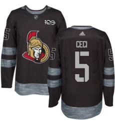 Men's Adidas Ottawa Senators #5 Cody Ceci Authentic Black 1917-2017 100th Anniversary NHL Jersey