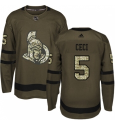 Men's Adidas Ottawa Senators #5 Cody Ceci Authentic Green Salute to Service NHL Jersey