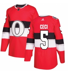 Men's Adidas Ottawa Senators #5 Cody Ceci Authentic Red 2017 100 Classic NHL Jersey