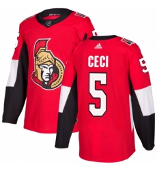 Men's Adidas Ottawa Senators #5 Cody Ceci Authentic Red Home NHL Jersey