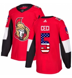 Men's Adidas Ottawa Senators #5 Cody Ceci Authentic Red USA Flag Fashion NHL Jersey