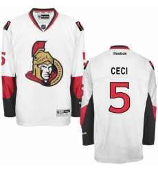 Men's Reebok Ottawa Senators #5 Cody Ceci Authentic White Away NHL Jersey