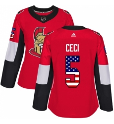 Women's Adidas Ottawa Senators #5 Cody Ceci Authentic Red USA Flag Fashion NHL Jersey