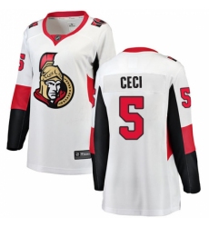 Women's Ottawa Senators #5 Cody Ceci Fanatics Branded White Away Breakaway NHL Jersey