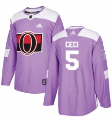 Youth Adidas Ottawa Senators #5 Cody Ceci Authentic Purple Fights Cancer Practice NHL Jersey