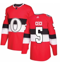 Youth Adidas Ottawa Senators #5 Cody Ceci Authentic Red 2017 100 Classic NHL Jersey