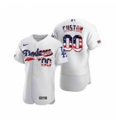 Men's Custom Los Angeles Dodgers White 2020 Stars & Stripes 4th of July Jersey