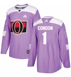 Men's Adidas Ottawa Senators #1 Mike Condon Authentic Purple Fights Cancer Practice NHL Jersey