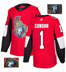 Men's Adidas Ottawa Senators #1 Mike Condon Authentic Red Fashion Gold NHL Jersey Men's Adidas Ottawa Senators #1 Mike Condon Authentic Red Fashion Gold NHL Jersey
