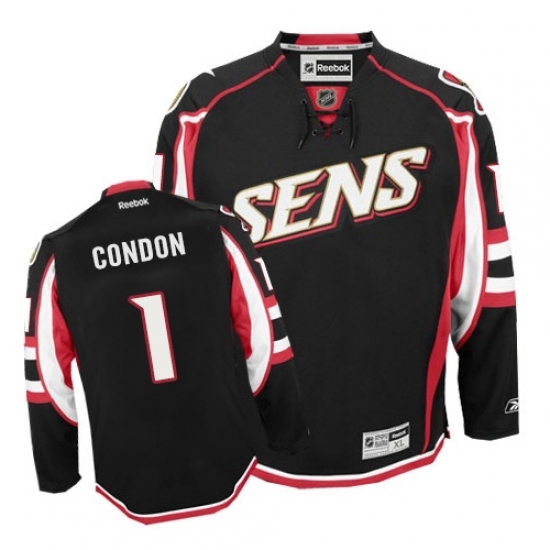 Men's Reebok Ottawa Senators #1 Mike Condon Authentic Black Third NHL Jersey Men's Reebok Ottawa Senators #1 Mike Condon Authentic Black Third NHL Jersey