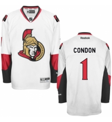 Men's Reebok Ottawa Senators #1 Mike Condon Authentic White Away NHL Jersey