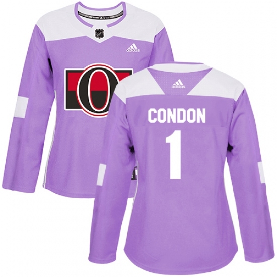 Women's Adidas Ottawa Senators #1 Mike Condon Authentic Purple Fights Cancer Practice NHL Jersey Women's Adidas Ottawa Senators #1 Mike Condon Authentic Purple Fights Cancer Practice NHL Jersey