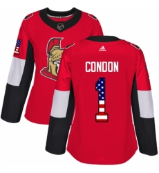 Women's Adidas Ottawa Senators #1 Mike Condon Authentic Red USA Flag Fashion NHL Jersey Women's Adidas Ottawa Senators #1 Mike Condon Authentic Red USA Flag Fashion NHL Jersey