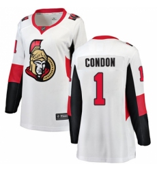 Women's Ottawa Senators #1 Mike Condon Fanatics Branded White Away Breakaway NHL Jersey