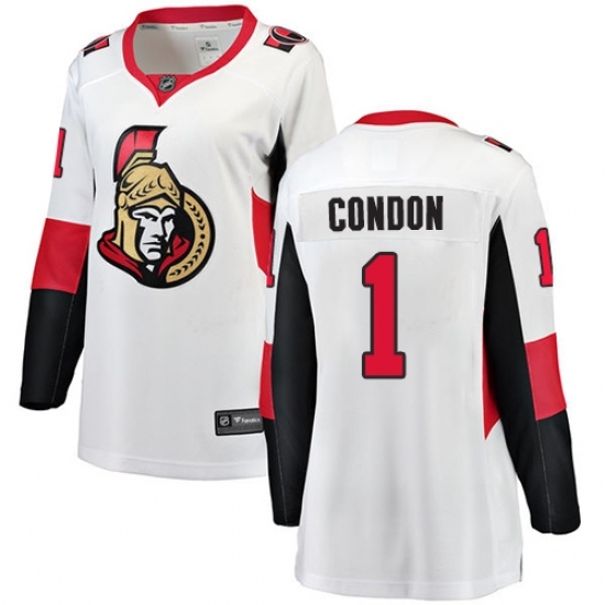 Women's Ottawa Senators #1 Mike Condon Fanatics Branded White Away Breakaway NHL Jersey Women's Ottawa Senators #1 Mike Condon Fanatics Branded White Away Breakaway NHL Jersey