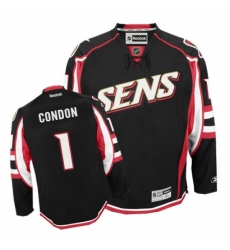 Women's Reebok Ottawa Senators #1 Mike Condon Authentic Black Third NHL Jersey