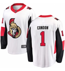 Youth Ottawa Senators #1 Mike Condon Fanatics Branded White Away Breakaway NHL Jersey