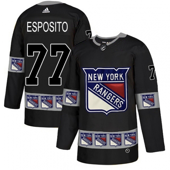 Men's Adidas New York Rangers #77 Phil Esposito Authentic Black Team Logo Fashion NHL Jersey Men's Adidas New York Rangers #77 Phil Esposito Authentic Black Team Logo Fashion NHL Jersey