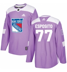 Men's Adidas New York Rangers #77 Phil Esposito Authentic Purple Fights Cancer Practice NHL Jersey