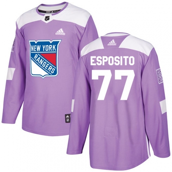 Men's Adidas New York Rangers #77 Phil Esposito Authentic Purple Fights Cancer Practice NHL Jersey Men's Adidas New York Rangers #77 Phil Esposito Authentic Purple Fights Cancer Practice NHL Jersey