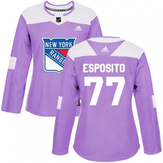 Women's Adidas New York Rangers #77 Phil Esposito Authentic Purple Fights Cancer Practice NHL Jersey Women's Adidas New York Rangers #77 Phil Esposito Authentic Purple Fights Cancer Practice NHL Jersey
