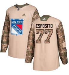Youth Adidas New York Rangers #77 Phil Esposito Authentic Camo Veterans Day Practice NHL Jersey