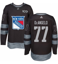 Men's Adidas New York Rangers #77 Anthony DeAngelo Authentic Black 1917-2017 100th Anniversary NHL Jersey