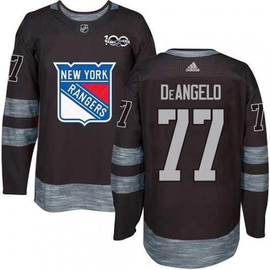 Men's Adidas New York Rangers #77 Anthony DeAngelo Authentic Black 1917-2017 100th Anniversary NHL Jersey Men's Adidas New York Rangers #77 Anthony DeAngelo Authentic Black 1917-2017 100th Anniversary NHL Jersey