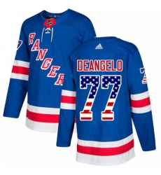 Men's Adidas New York Rangers #77 Anthony DeAngelo Authentic Royal Blue USA Flag Fashion NHL Jersey