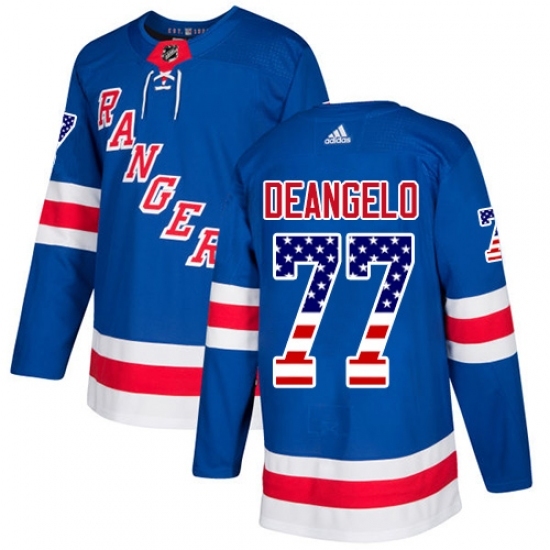 Men's Adidas New York Rangers #77 Anthony DeAngelo Authentic Royal Blue USA Flag Fashion NHL Jersey Men's Adidas New York Rangers #77 Anthony DeAngelo Authentic Royal Blue USA Flag Fashion NHL Jersey