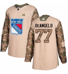 Youth Adidas New York Rangers #77 Anthony DeAngelo Authentic Camo Veterans Day Practice NHL Jersey