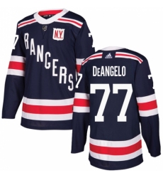 Youth Adidas New York Rangers #77 Anthony DeAngelo Authentic Navy Blue 2018 Winter Classic NHL Jersey