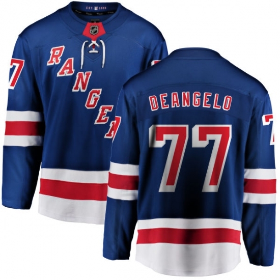 Youth New York Rangers #77 Anthony DeAngelo Fanatics Branded Royal Blue Home Breakaway NHL Jersey Youth New York Rangers #77 Anthony DeAngelo Fanatics Branded Royal Blue Home Breakaway NHL Jersey