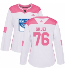 Women's Adidas New York Rangers #76 Brady Skjei Authentic White/Pink Fashion NHL Jersey