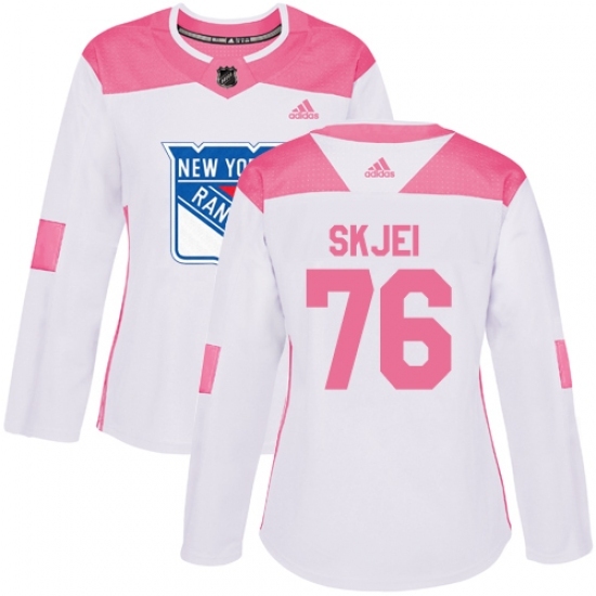 Women's Adidas New York Rangers #76 Brady Skjei Authentic White/Pink Fashion NHL Jersey Women's Adidas New York Rangers #76 Brady Skjei Authentic White/Pink Fashion NHL Jersey